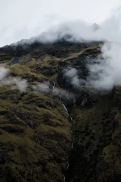 Mist covered mountains in the Sacred Valley, Peru.