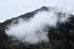 Cloud covered mountains in the Sacred Valley, Peru.