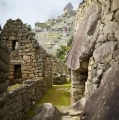 Buildings inside the urban sector at Machu Picchu, Peru.