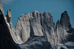 Jagged granite peaks in Torres del Paine National Park, Chile.