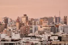 A view across Miraflores, Lima as the sun sets.