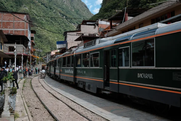 An IncaRail train in Aguas Calientes (Machu Picchu Pueblo).