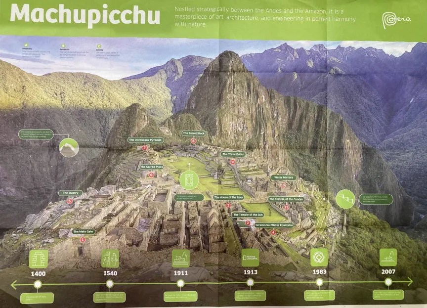 iPeru leaflet showing a photo of Machu Picchu.