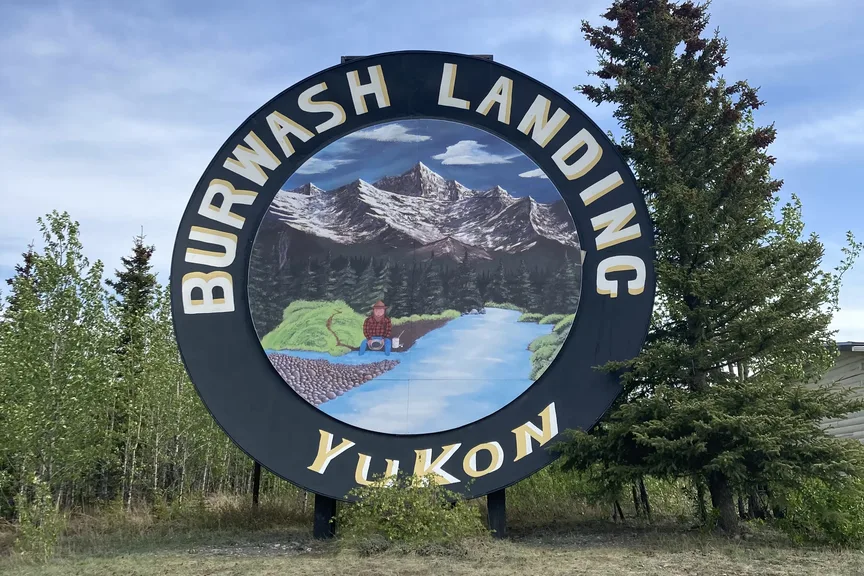 The world' largest gold pan. In Burwash Landing, Yukon, Canada.