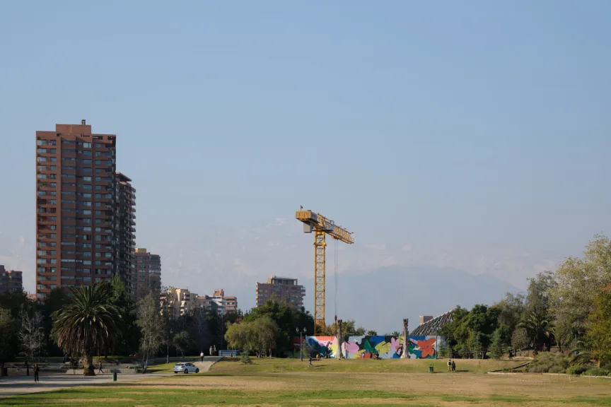 Lawns at Parque Araucano, Santiago, Chile.