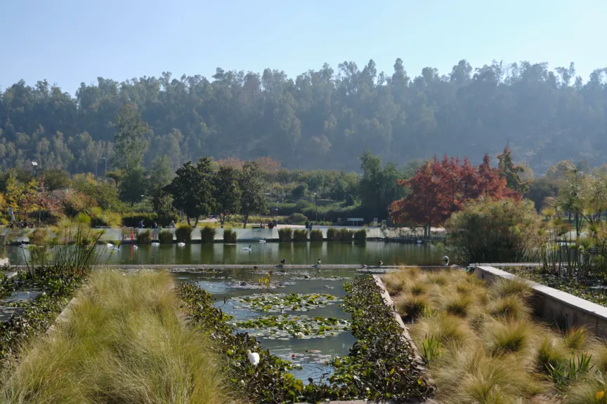 The lagoon at Parque Bicentenario, Santiago, Chile.