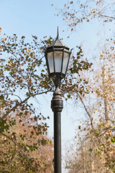 An old street lamp in Parque Forestal, Santiago, Chile.