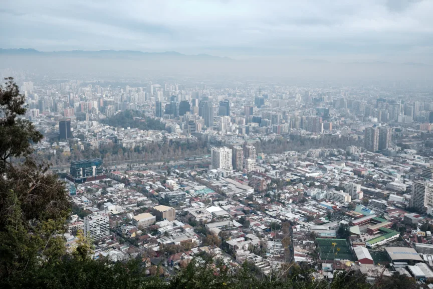 Hazy views across Santiago from Parque Metropolitano.