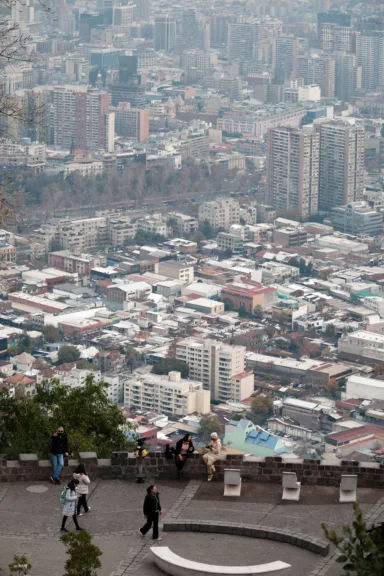 Views of Santiago from Parque Metropolitano terrace.