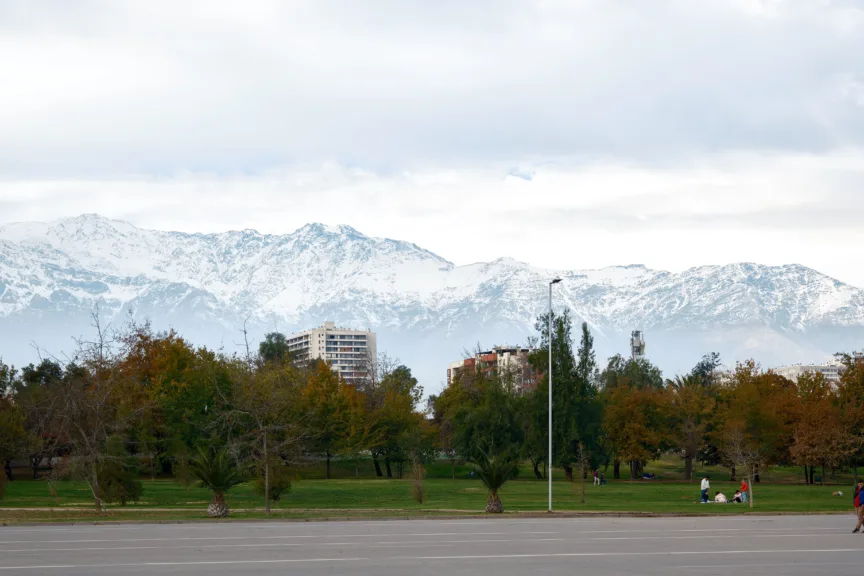 Mountain views from Parque O'Higgins, Santiago, Chile.