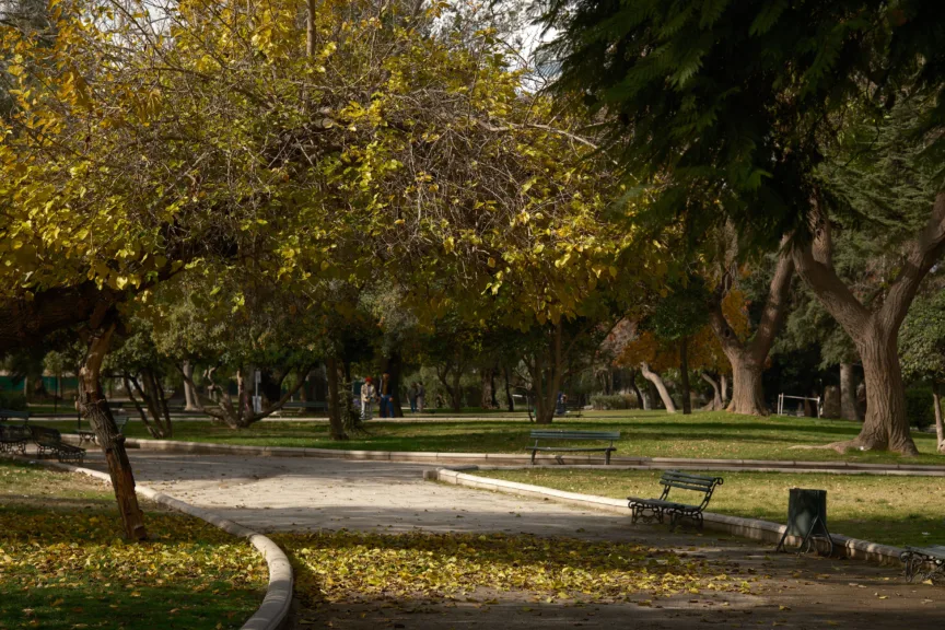 Wide pathways in Parque O'Higgins, Santiago, Chile.