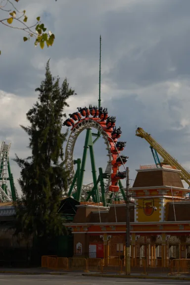 A rollercoaster at Fantasilandia amusement park in Parque O'Higgins, Santiago, Chile.