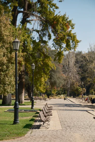 Paths and benches in Parque Quinta Normal.