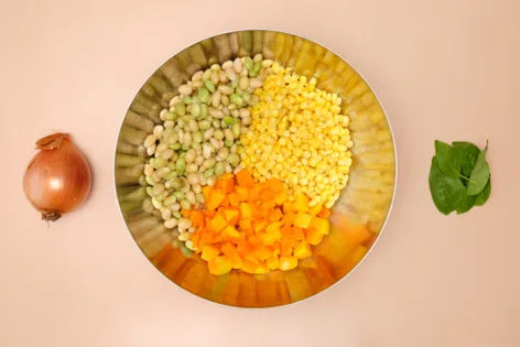 The ingredients needed to make Porotos Granados, a Chilean bean stew.