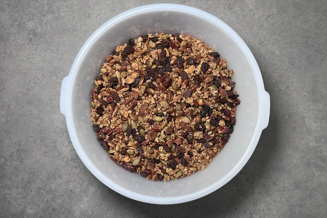 Maple Nut Granola in a large white bowl.