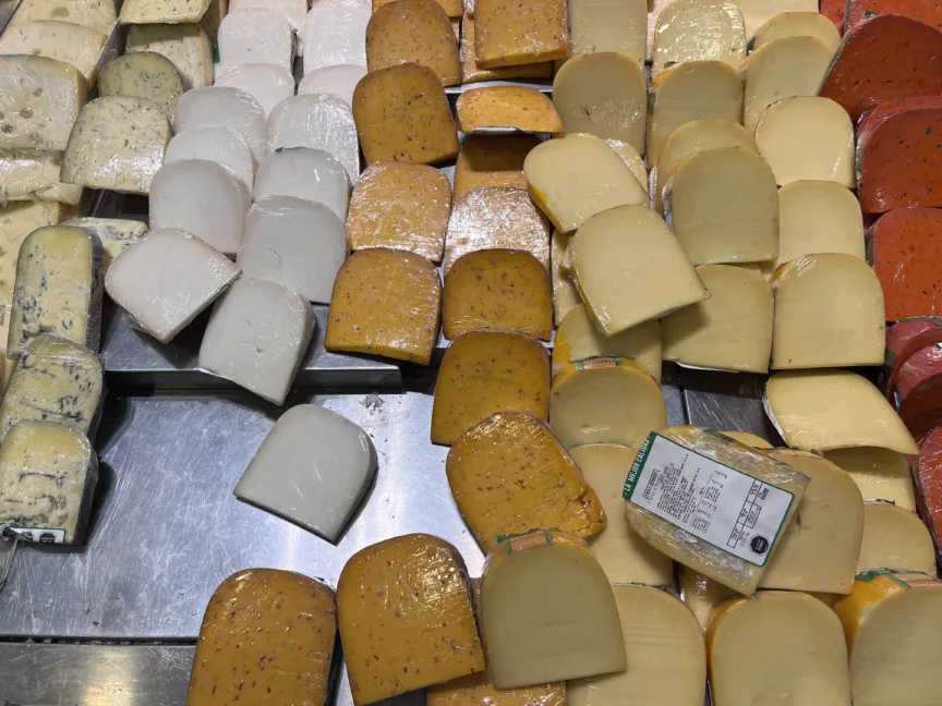 A selection of cheese in a Chilean supermarket.